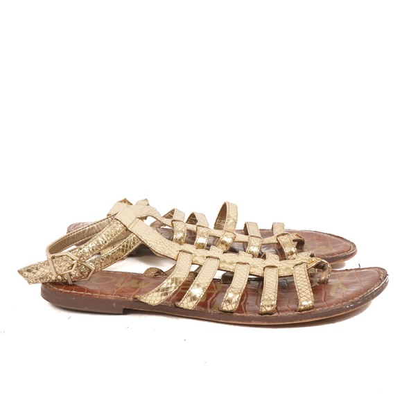 Sam Edelman Gold Strappy Shoes Size 8 - Picture 6 of 9